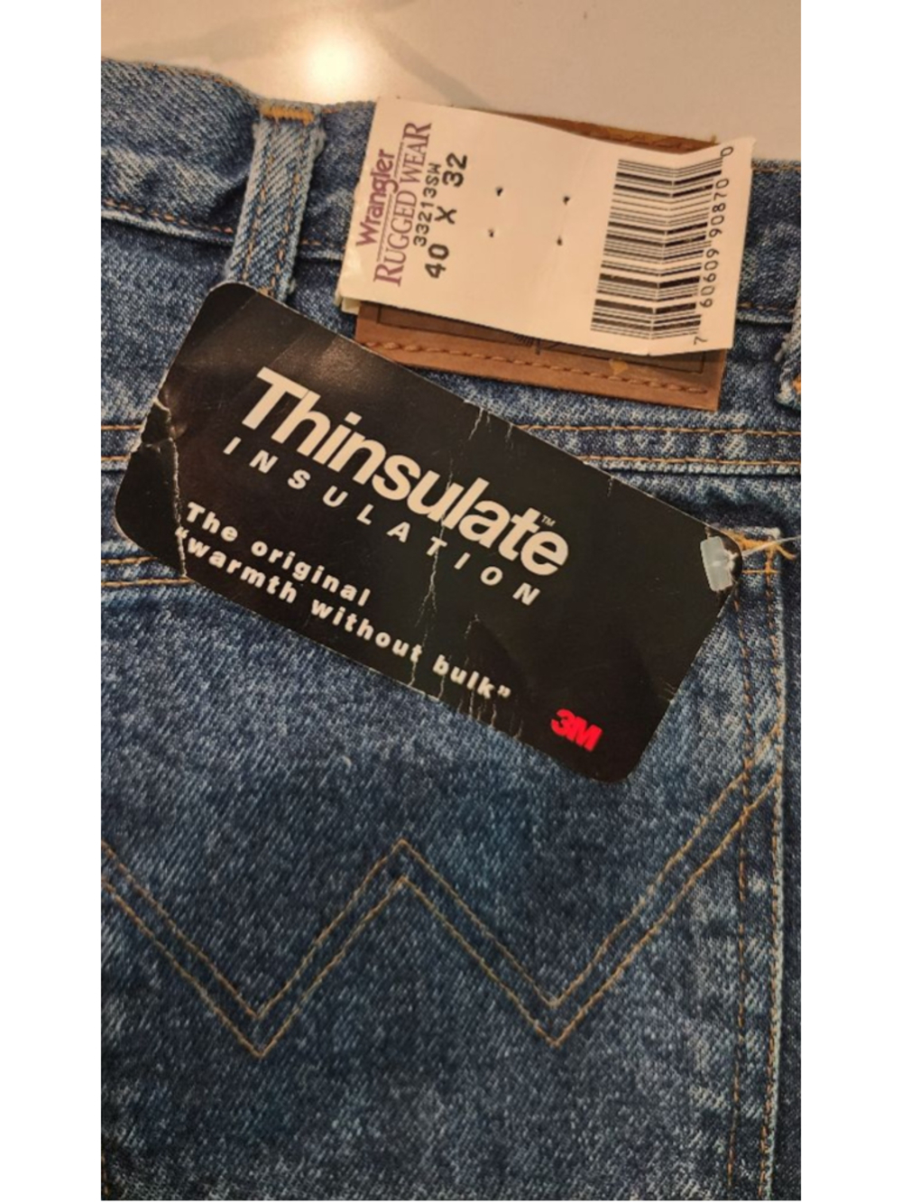 Wrangler Rugged Wear Thinsulate Insulated Jeans Mens 40x32 Blue Relaxed Fit NWT - Picture 8 of 13